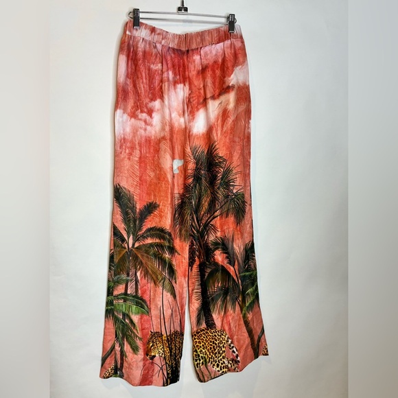 Karen Millan | Satin Palm Woven Trousers - Picture 1 of 7